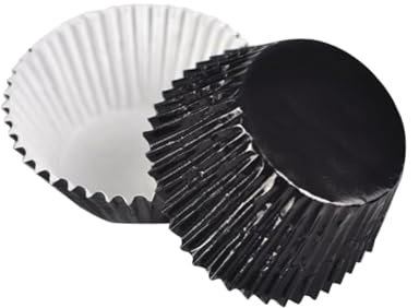 BESTonZON 200pezzi Pirottini Alluminio Spessi Per Muffin e Dolci Confezione Da Nero Per Feste Matrimonio e Compleanni Eleganti e Pratici Per Dessert e Snack