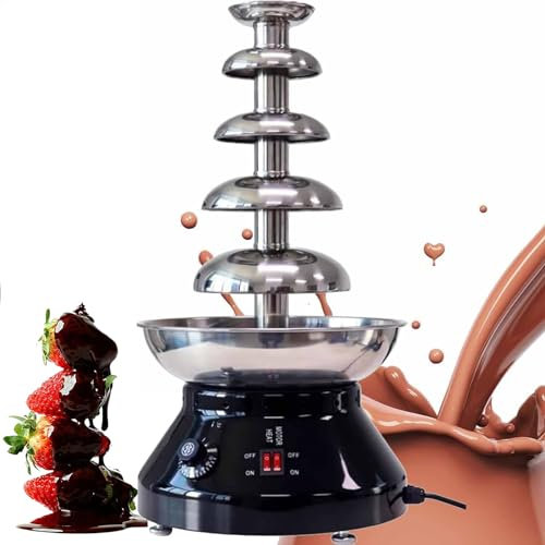 DPQYJPP Machine Fontaine à Chocolat 5 Niveaux, Fontaine Chocolat à Fondue Acier Inoxydable, Fontaine à Chocolat électrique, Machine Fondue au Chocolat pour Maison, Anniversaire, Noël,Black