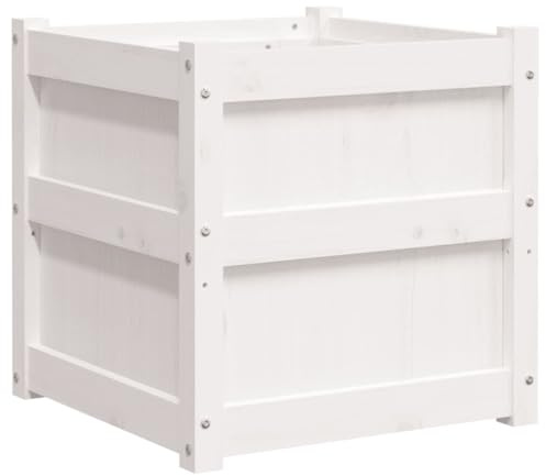 vidaXL Odlingslåda vit 50x50x50 cm massiv furu