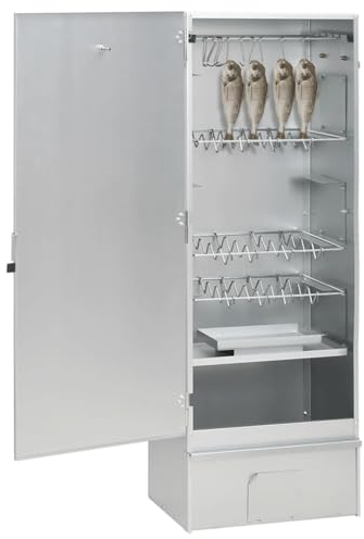 Räucherofen mit Holzspänen 44,5x29x110 cm Verzinkter Stahl, ZEYUAN Smoker, Tischräucherofen, Räucherschrank, Reifeschrank, Kaltrauchgenerator, Räucherschnecke, Räucherhaken 364745
