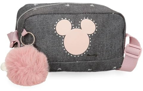 Disney Joumma Mickey Studs Borsa a tracolla Piccola Nero 19,5x11,5x7,5 cm Poliestere, Nero, Borsa a tracolla piccola