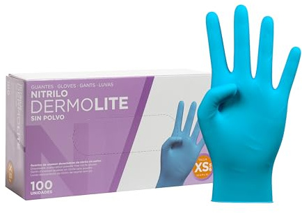 COM-FORT HOUSE - Guantes nitrilo desechables - Color Azul- Colección Dermolite - Guantes de Látex sin Polvo - Disponible en tallas XS, S, M, L