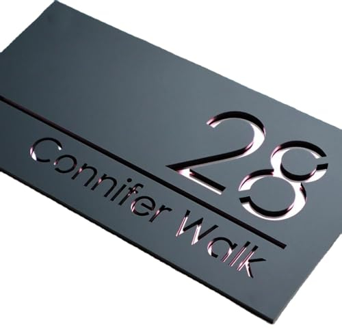 Personalisiertes Schild für den Außenbereich, Hausnummernschild, Acryl, lasergeschnitten, 13 x 38 cm