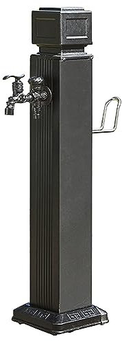 Faucet Column Outdoor Water Column With Faucet, Retro Black Hose Holder Garden Hose Tap Post Vertical Bibcock Pillar Fountain For Farm Courtyard Patio, With Pressurized Water Hose Gun (Color : Black