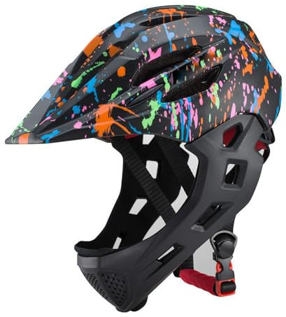 Lixada Kids Full Face Bike Helmet, Kids Bike Helmets Lightweight Detachable Full Face Bicycle Helmets with LED Light for MTB Skateboarding Scooter Roller Skating Cycling 46-54CM
