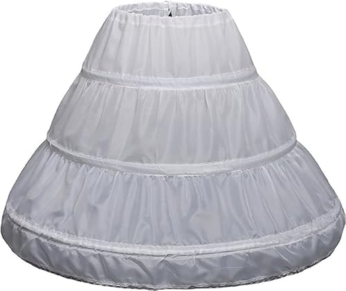 Linghe Enagua Niñas 3 Aros Crinolina Falda de Aro Enaguas Miriñaques Retro Falda Encaje Fiesta Cumpleaños Tutú (Longitud-65cm, Blanca)