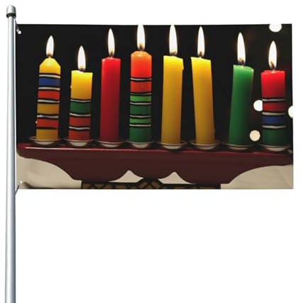 Flaggen für den Außenbereich, doppelseitig, mit Messingösen, Kwanzaaa-Kerzen, Willkommensflaggen für Jahrestag, Hochzeit, saisonale Feiertage, Außendekoration, 90 x 150 cm