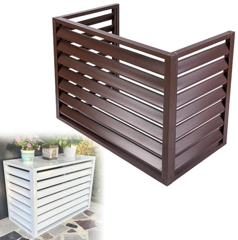 Outdoor-Klimaanlage und Wärmepumpenabdeckung, Aluminium-Einheit, geteilte AC-Abdeckung, braun, 3P, 3S, Jalousien und Zaun zum Verstecken von Außen-Klimaanlagen