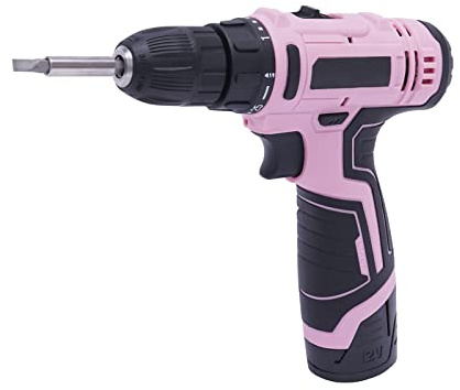 Cordless Drill, 12V Cordless Drill Set Pink Battery Powered Power Cordless Drill Driver Power Driver Kit, Power Drill Set Tool