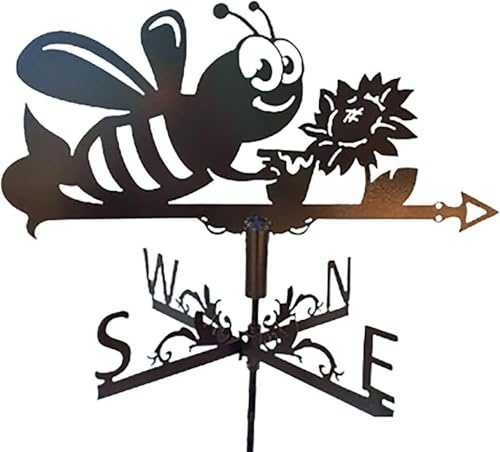TIECHUINIUB Girouette rétro en forme d'abeille, indicateur de direction du vent, décoration pour abris de jardin, terrasse, pelouse, girouette en acier inoxydable