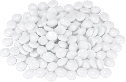 M METERXITY High Luster Round Fire Glass Beads, Glass Gems, Glass Pebbles, Glass Marbles for Vases/Fire Pit/Crafts/Aquarium/Garden Decorations 18-22mm, 350g/0.77-Pound [White]