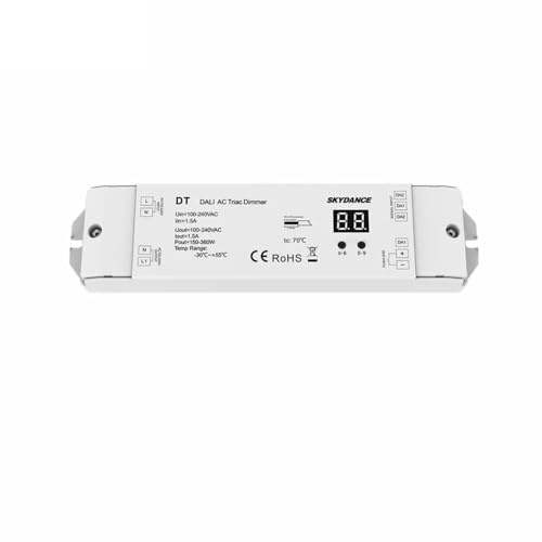 WHARGTSL AC 1 Kanal Triac DALI Dimmer DT AC110V-230V 150-360W Max 1,5A Numerische Anzeige for LED Dimmbare Lampe Halogen Glühlampe