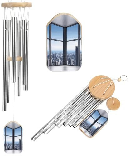 Wolkenkratzer-Windspiel für draußen, einzigartige Aluminiumröhren, Gedenk-Windglocke, groß, tiefer Ton, Windspiel für Terrasse, Garten, Dekoration, Geschenk für Mutter, Frauen, Nachbarn