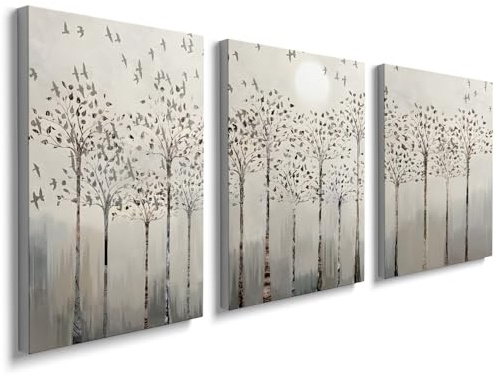 prinfantasy Tree of Life Wooden Framed Canvas - Wall Art Beige Abstract Landscape Painting on Canvas Prints Morden Wall Artwork Pictures for Living Room Bedroom Home Office Decoration 30x40cm 1006