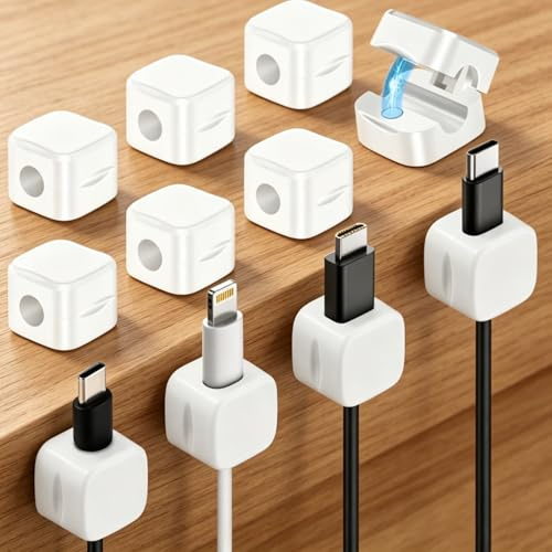 RXKFIGX 12 Pcs Clip Câble, Support de Câble Magnétique, Organisateur Câble Magnetique, Cacher le Support de Câble de Chargement de Téléphone, Support Cable pour Maison, Bureau Cable Management