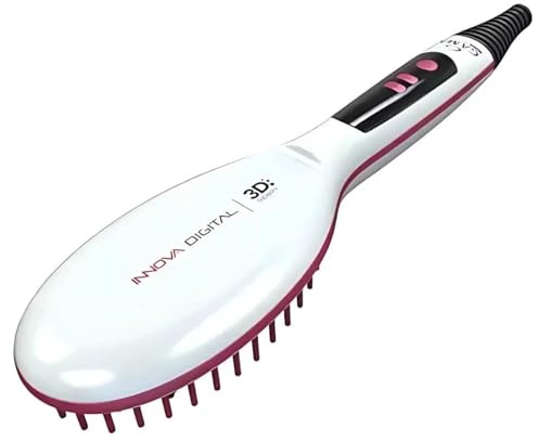 GA.MA Italy Professional - Innova Digital 3D, Spazzola Elettrica Lisciante, Temperatura Regolabile 150°-230°C, Setole Rivestite in Ceramica, Elimina Effetto Crespo ed Elettricità Statica