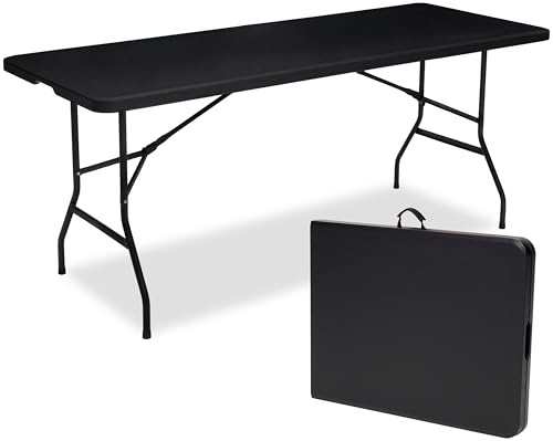 Brixy Klapptisch - Klapptisch - 180 x 70 x 74 cm - Campingtisch - Gartentisch - Tragbar - Schwarz