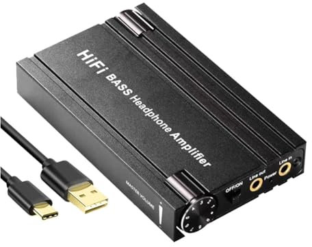 Giwnhvx HiFi Headphone Amplifier Rechargeable 3.5mm AUX Input Output with Volume Control for Phones