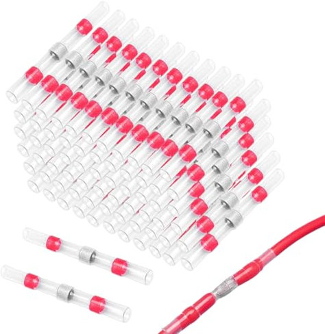 Wire Connectors,100PCS Heat Shrink Connectors,Red Solder Seal Wire Connectors,22-18 AWG Heat Shrink Solder Sleeves,Solder Connectors Heat Shrink,Solder Shrink Connectors,Solder Wire Connector