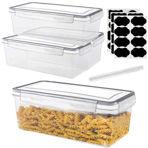 SYUTBOU 4er Set 3,2 L Vorratsdosen mit Deckel, Vorratsbehälter Luftdicht Kunststoff, 27,5 x 13,2 x 11,7 cm Tupperdosen Schüttdosen Transparent Aufbewahrungsbox Organizer Behälter für Küche, Büro