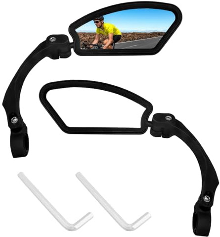 Mesee 2 Stück Fahrradrückspiegel, Fahrrad Lenker Spiegel Drehspiegel, 360° Drehbar & Klappbar Fahrrad Rückspiegel für Universal Fahrradrückspiegel klappbar, Links und Recht