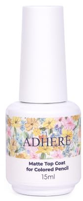 ADHERE Gel Top Coat 15ml, Matte Top Coat Nail Polish for Colored Pencil,Washable Watercolor Drawing Art High Gloss Finish for Creative Doodling Soak Off with Nail Lamp