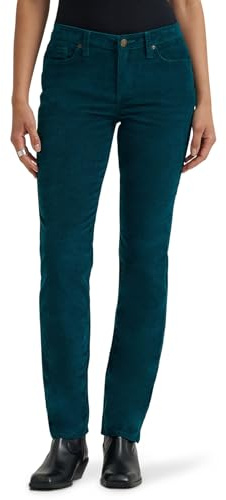 Lee Women's Legendary Mid Rise Straight Leg Jean, Teal Brigade Cord, 18 Short