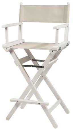 ZStyle Regisseurstuhl, faltbar, leicht, tragbar, Director Make Up, Hotel, Restaurant, Haus, Veranda, Bar, Make-up, Buchenholz, Stoff, hoher Stoff (weiß – ecru)