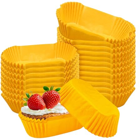 Upgrade - 1000 forros ovalados para hornear magdalenas, moldes de papel desechables para pasteles, aperitivos, magdalenas, magdalenas (amarillo, grande)