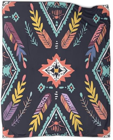 kaiyun Bohemian-Stil Couverture En Coton Extra Doux,Quatre Saisons,Pattern Feders Couvre-lit Multi-usages Canapé,Plaid Pour Lit,Couverture Foulard,Couvre-lit,50x60inch(127x152cm)