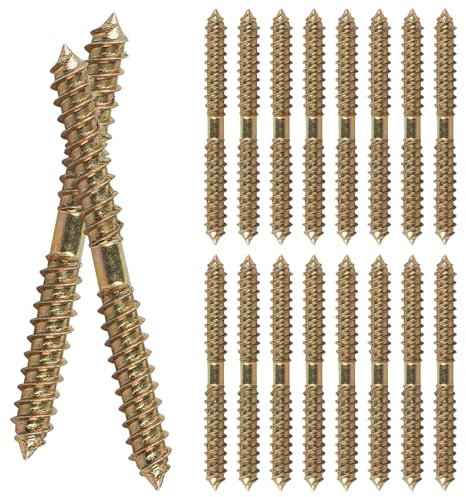16PCS Double Ended Screws, Tapping Thread Wood to Wood Dowel Screws 60mm Double Threaded Screw Hanger Bolts for Furniture Fixing Dowel Woodworking Connector (16Pcs)