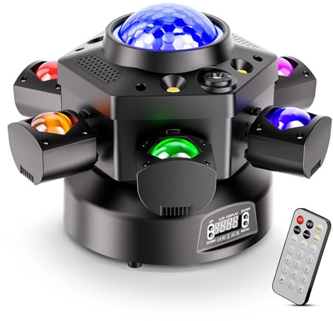 150W Bühnen Moving Head Licht, 6 LED 4-in-1 d-mx512 Beam Stroboskop RGBW Farbmischung Sternenhimmel und Magic Ball Effekte X-Achse 540° mit Fernbedienung für Hochzeitsfeiern Party Theater und DJs
