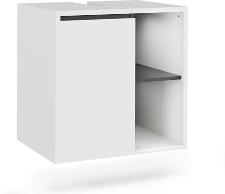 Vicco Waschbeckenunterschrank Viola, Weiß/Grau, 60 x 60 cm | mit offenen Regalen, zur Montage unter handelsüblichen Waschbecken geeignet