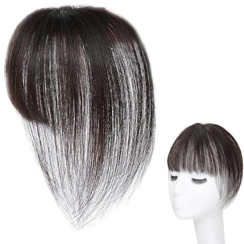 Clip On Ponyfransar – Osynligt äkta hår ramklämmor | Ventilerande äkta hårdel justerbar naturlig för tunt hår daglig styling