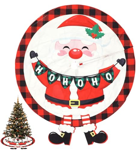 Weihnachtsbaum Decke 120cm Weihnachtsbaum Rock Weihnachtsbaumdecke Christbaumdecke Rund Weihnachten Rot Baumdecke für Urlaub Party Deko Weihnachtsbaum Deko(A)
