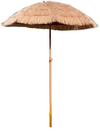 Parasol de Plage en chaume de 160 cm, Parasol de Jardin, Parasol de Soleil, Parasol Tropical en Paille hawaïenne
