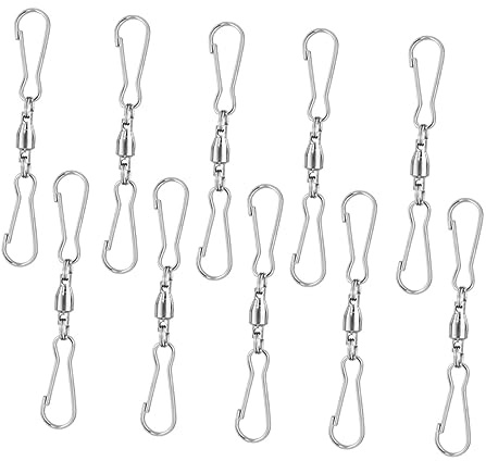 JOINPAYA 10Pcs Stainless Steel Dual Swivel Wind Chimes Hooks Rotatable Windsock Clips for Indoor Outdoor Hanging Heavy Duty Suspension Accessories