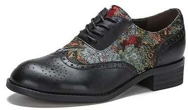Mocasines para mujer, mocasines planos de cuero brogue para mujer, cómodos zapatos de cuero Oxford con cordones, zapatos de vestir casuales de negocios, zapatos de vestir vintage para oficina, trabajo