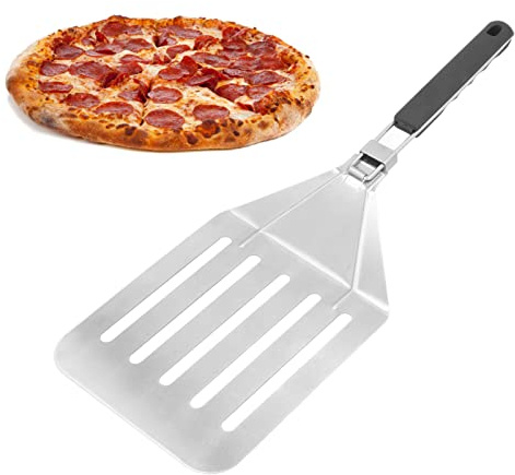 flexman Pizza Peel, Stainless Steel Pizza Oven Accessories Shovel Spatula Paddle with Long Foldable Handle, Pizza Paddle Pastry Tools for Baking Dough, Bread, Pastry