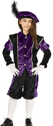 GUIRMA | Disfraz de Paje Infantil (10-12 Años) - Camisa, Gorro y Pantalón - Disfraces de Año Nuevo para Niñas - Ideal para Fiestas y Celebraciones - Morado