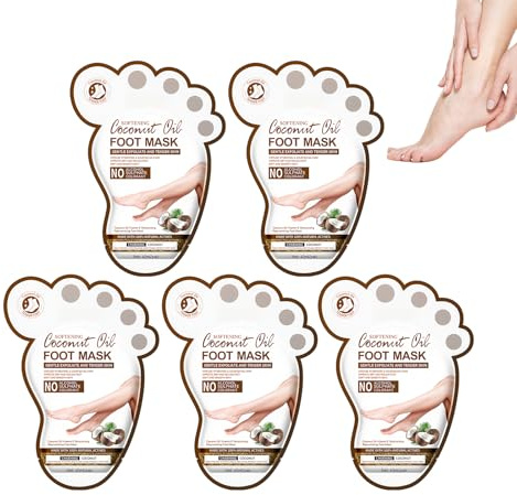 5 par fotmask med förhårdnadsstrumpor män kvinnor fotvård fotmask, djup fuktkräm mot torra fötter och sprickor, vitamin E återfuktande och rejuvenerande handmask (fotmask)