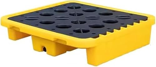 Paleta de contención de derrames de plástico para carretillas elevadoras a prueba de fugas, cubeta de retención de tambor de aceite, 72 x 72 x 16 cm, plataforma de derrames resistente, solución de