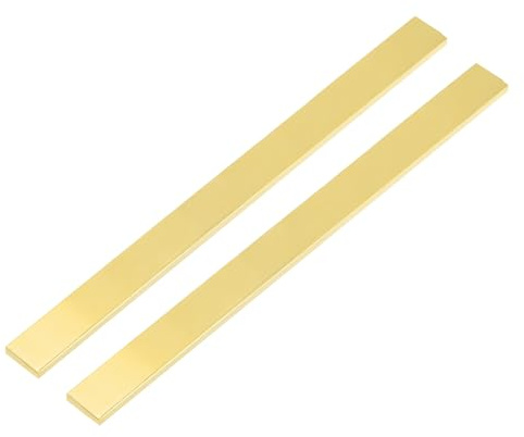 QUARKZMAN Barres Plates En Laiton H62, 2 Pcs 0.08x0.79x14 Barres Pleines En Laiton Carrées Feuille Pour De Couteaux DIY Artisanat Décoration Architecturale Conductivité Thermique