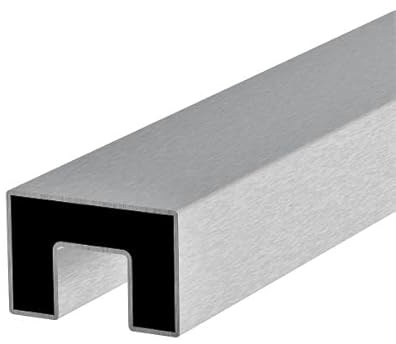 Sellon24 Tubo scanalato in acciaio inox V4A AISI 316, 60 x 40 mm, lunghezza 2500 mm, rettificato, per corrimano in vetro, corrimano in vetro