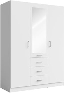 Masseno Schwebetürenschrank VARO 200/205/60 cm Kleiderschrank mit Schubladen Schlafzimmer Schiebetürenschrank 3-türig mit Spiegel Sonoma Eiche + Schwarz
