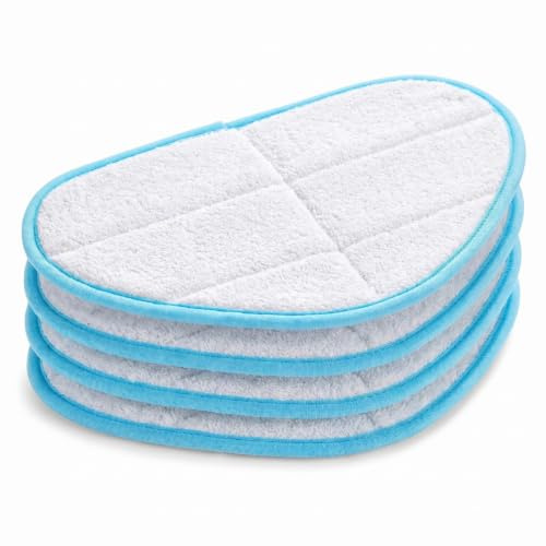 LQWZN Steam Mop Pads, 4 Pack Reusable Washable Replacement Pads Compatible with H2O HD Steam Mop,Floor Cleaning Pads for Marble, Wood, Tile