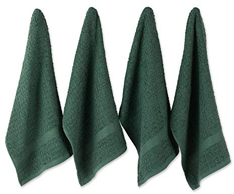 DII Basic Terry Collection Geschirrteile-Set, aus Frotteestoff mit Waffelmuster, 38,1 x 66 cm, einfarbig, Dunkelgrün (Solid Dark Green), 4-teilig