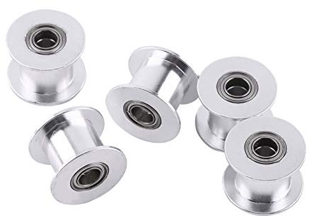 Marhynchus 5 STÜCKE Synchrone Spannrolle, 3D Drucker Zubehör 2 GT Aluminium Timing Riemenscheibe Rad 20 Zahn 5 mm Bohrung ohne Zähne für Gürtel Breite 10 mm