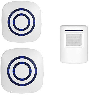 Wireless Home Security Driveway Alarm, Enegg Entry Alert, Visitor Door Bell Chime with 2 Plug-in Receiver and 1 PIR Motion Sensor Detector Alert System, Quality Sound and LED, 38 Melodies