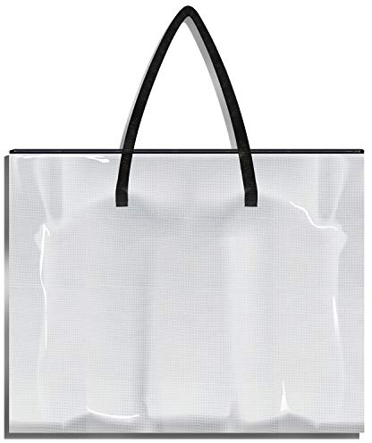SpriteGru Große transparente Netz-Vinyl-Tasche mit Griff und Reißverschluss, wasserdichte Kunst-Aufbewahrungstasche für Kunstwerke, Diagramme und Lehrmaterial(66 cm x 51 cm)